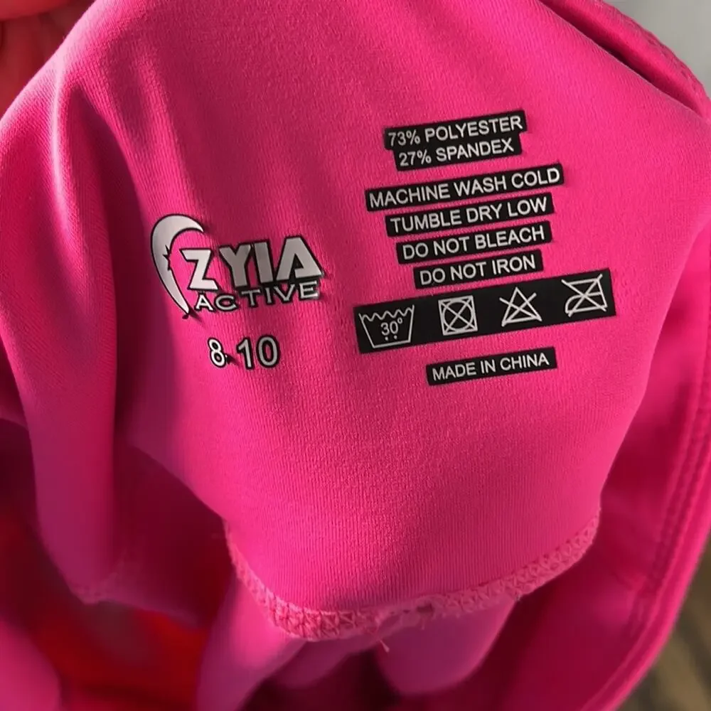 Zyia Active Hot Pink Zipper‎ Pocket Light N Tight Hi-Rise Crop 17”.